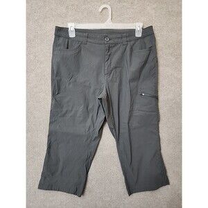 Eddie Bauer Rainier Capri Pants Womens 16 Gray Nylon Stretch Hiking UPF 50+